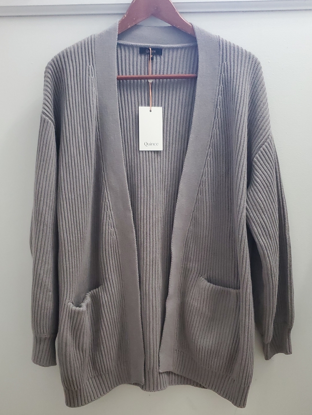 Quince 100% Organic Cotton Oversized Cardigan In Grey Size Medium NWT
